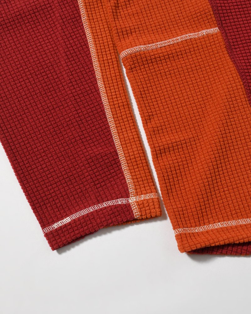 GRID FLEECE SWEATER -RED/ORANGE-