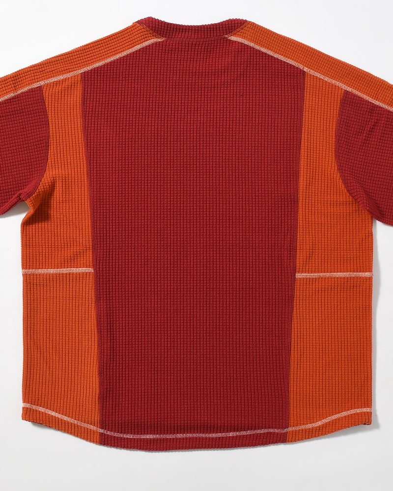 GRID FLEECE SWEATER -RED/ORANGE-