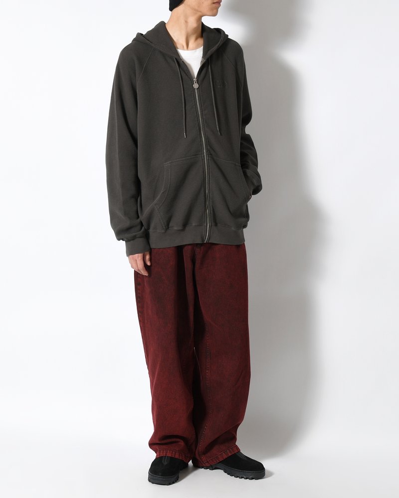 WAFFLE ZIP HOODIE -DIRTY BLACK-