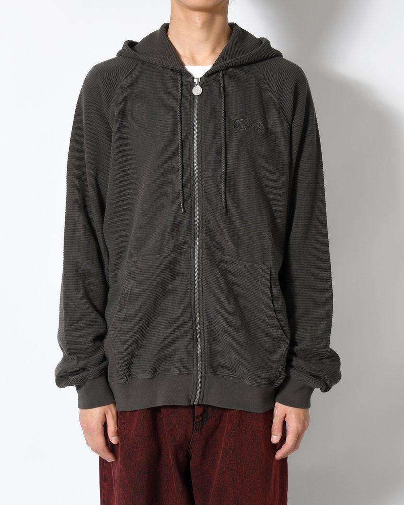 WAFFLE ZIP HOODIE -DIRTY BLACK-