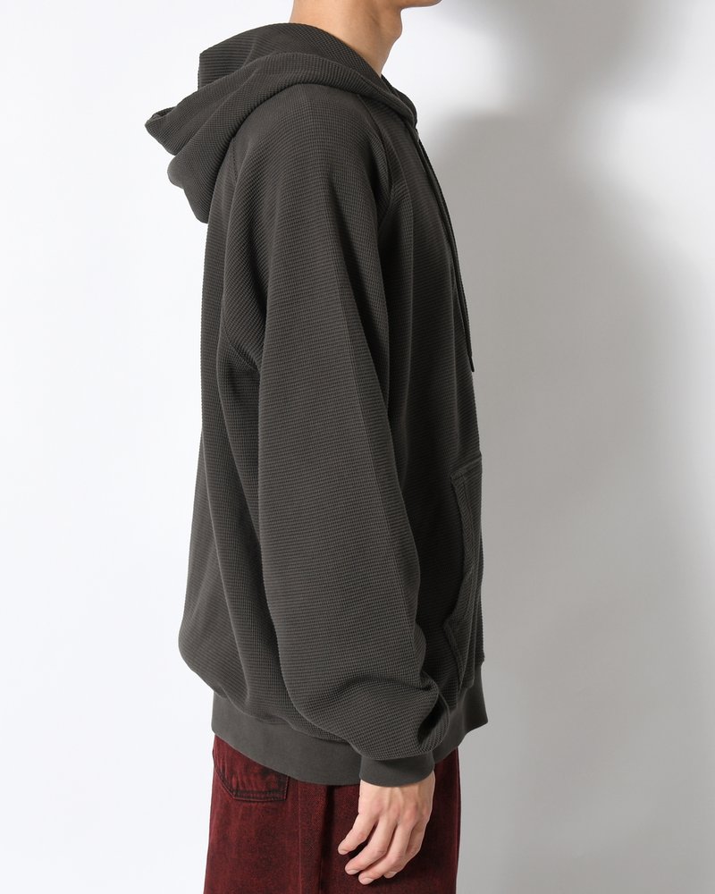 WAFFLE ZIP HOODIE -DIRTY BLACK-