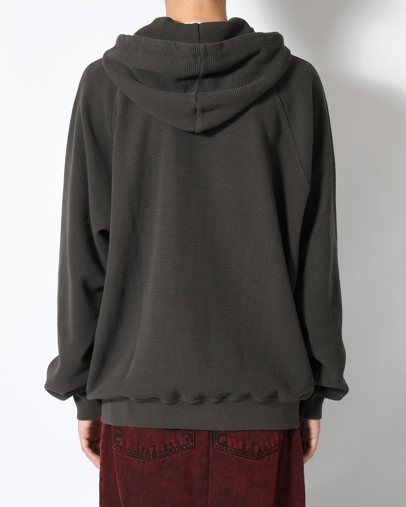 WAFFLE ZIP HOODIE -DIRTY BLACK-
