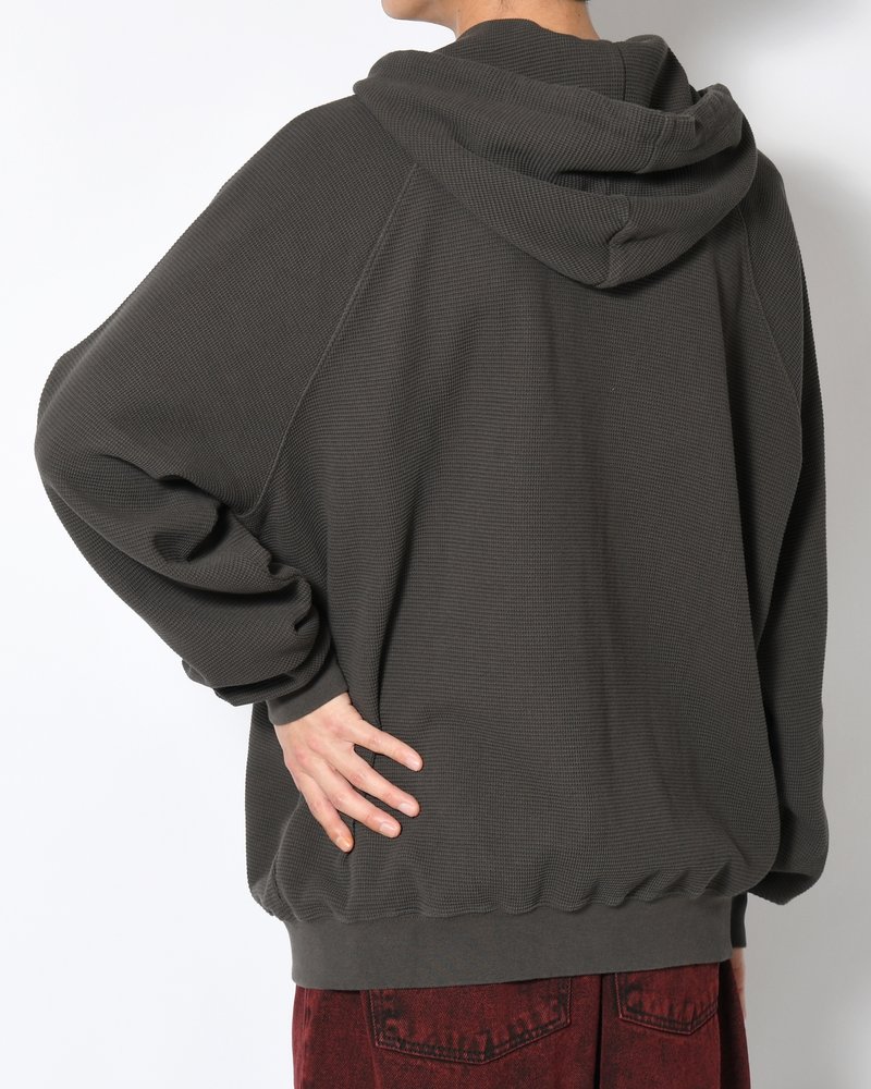 WAFFLE ZIP HOODIE -DIRTY BLACK-