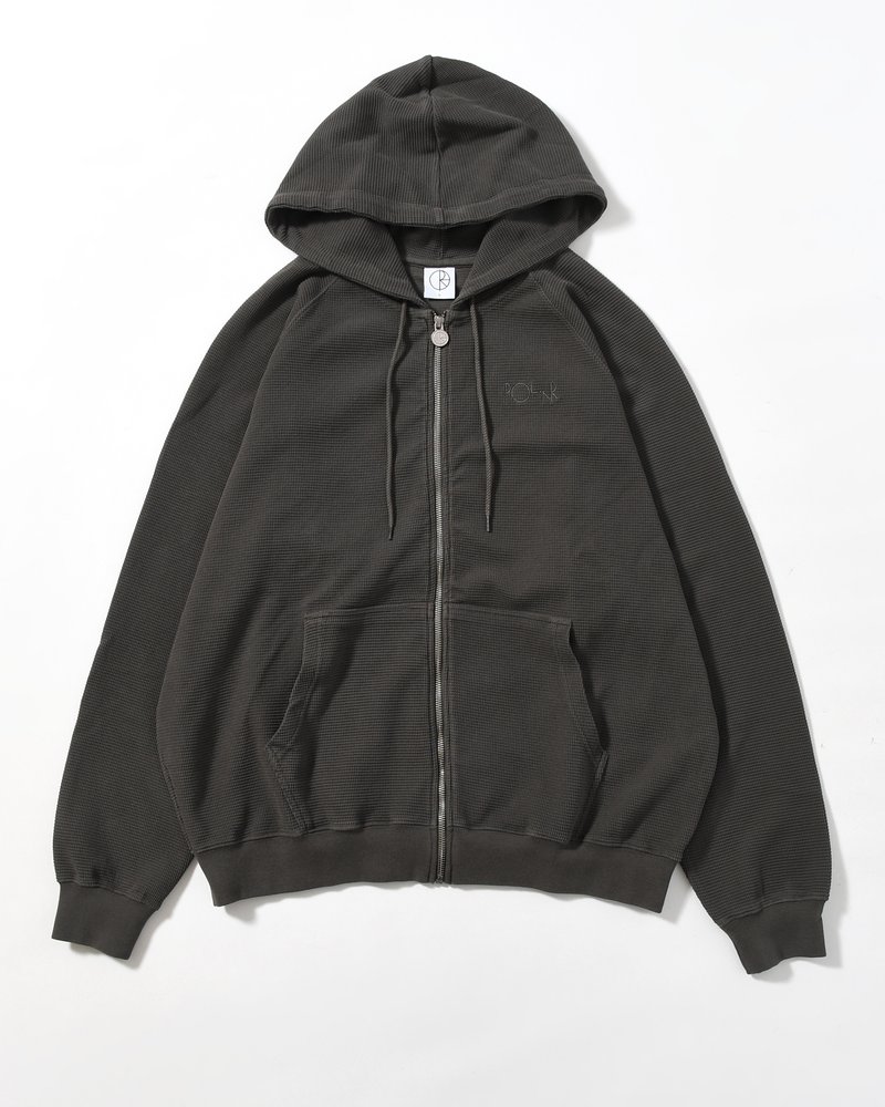 WAFFLE ZIP HOODIE -DIRTY BLACK-
