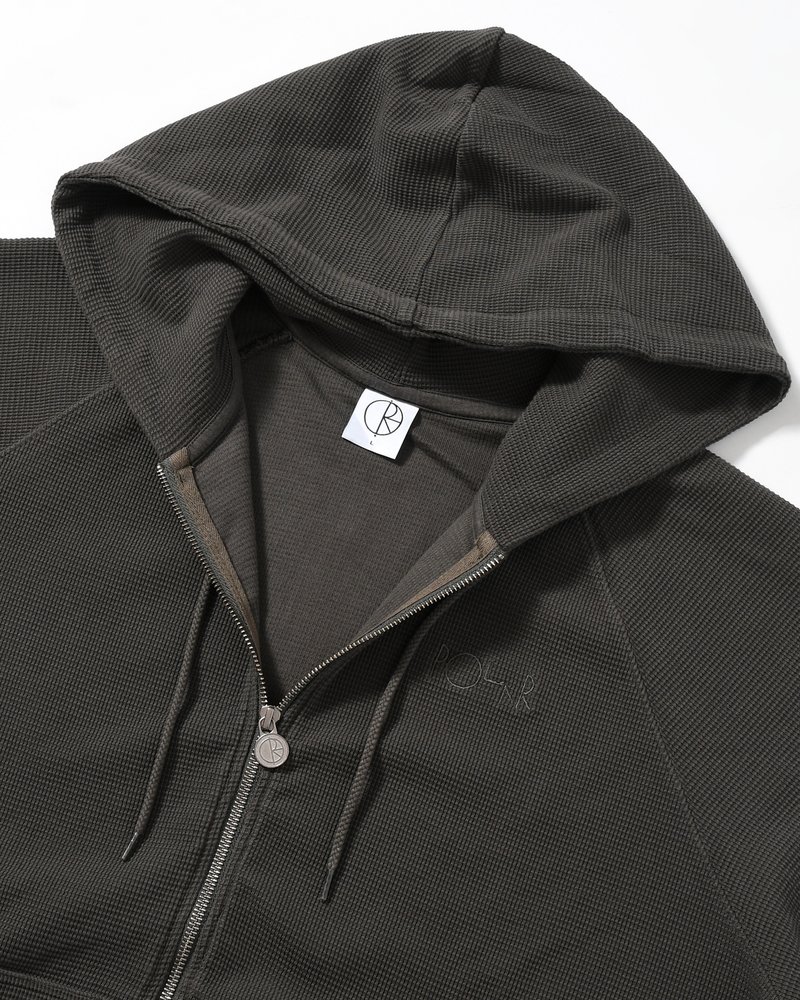 WAFFLE ZIP HOODIE -DIRTY BLACK-