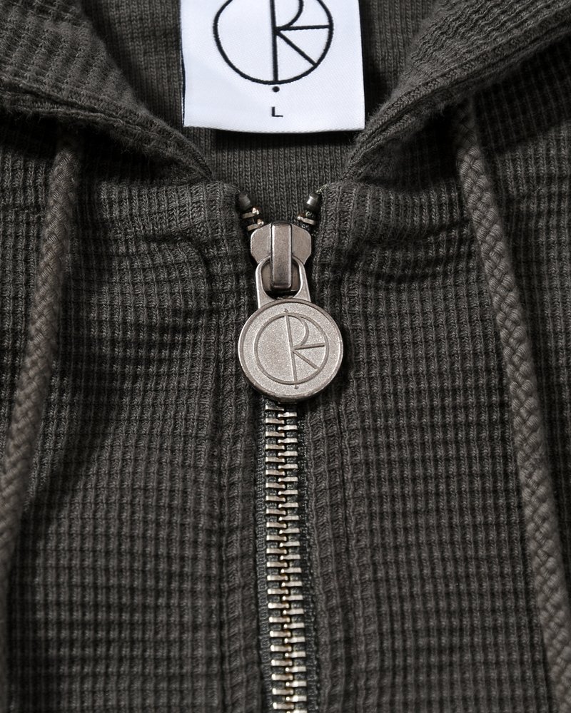 WAFFLE ZIP HOODIE -DIRTY BLACK-