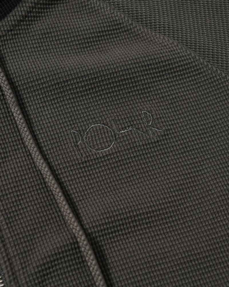 WAFFLE ZIP HOODIE -DIRTY BLACK-