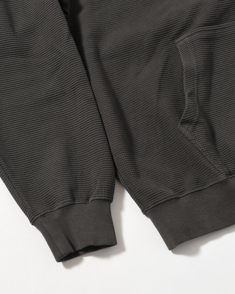 WAFFLE ZIP HOODIE -DIRTY BLACK-