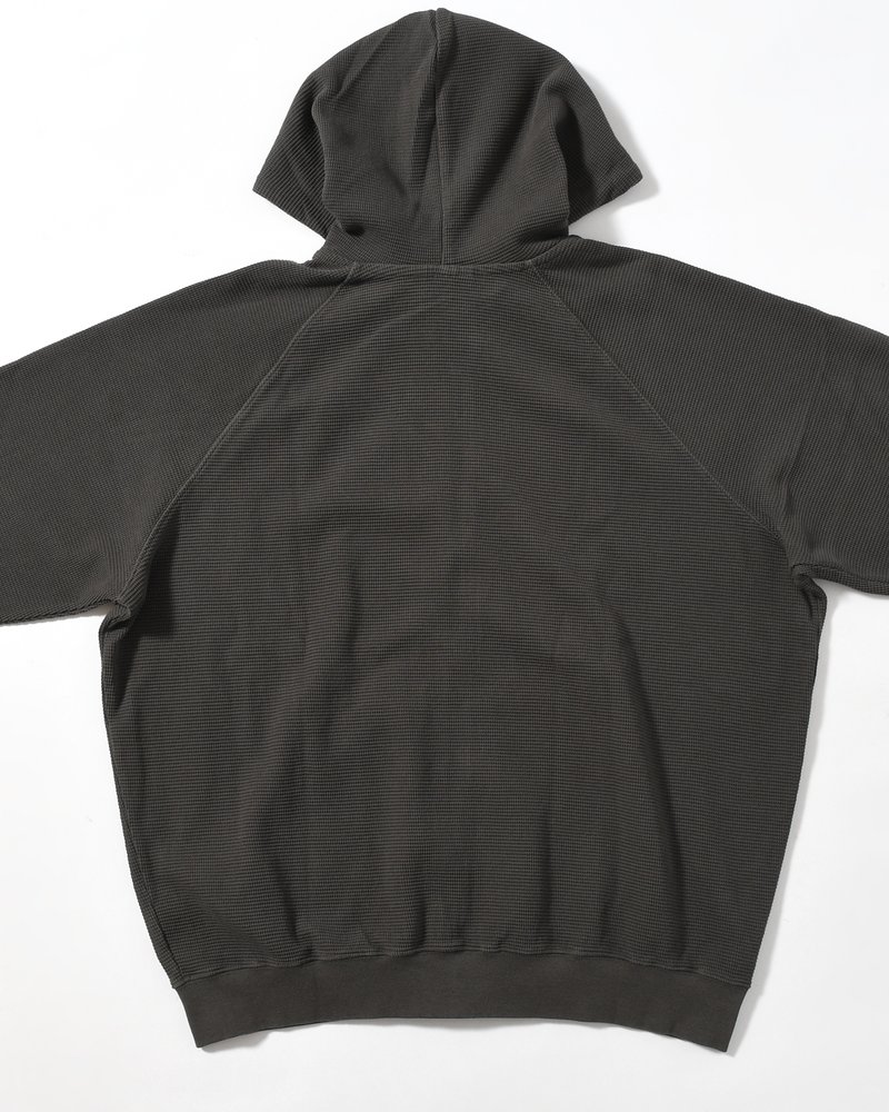 WAFFLE ZIP HOODIE -DIRTY BLACK-