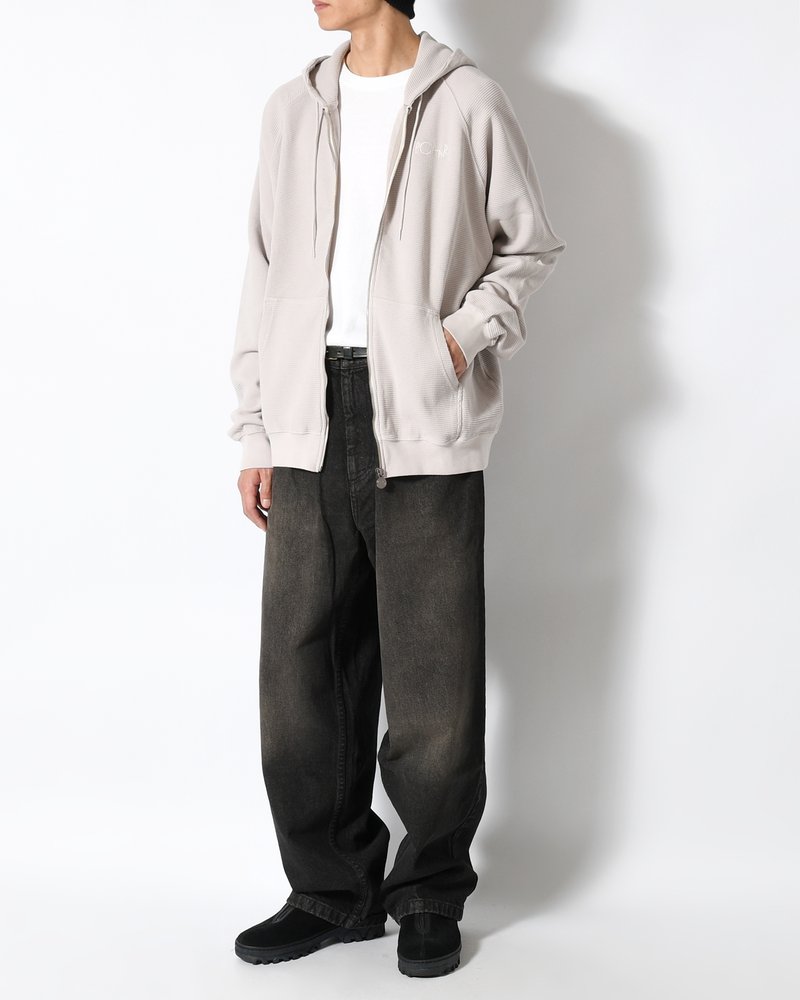 WAFFLE ZIP HOODIE -PALE TAUPE-