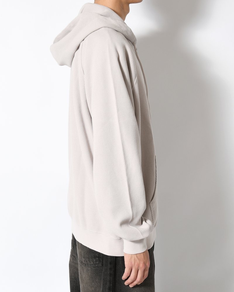 WAFFLE ZIP HOODIE -PALE TAUPE-