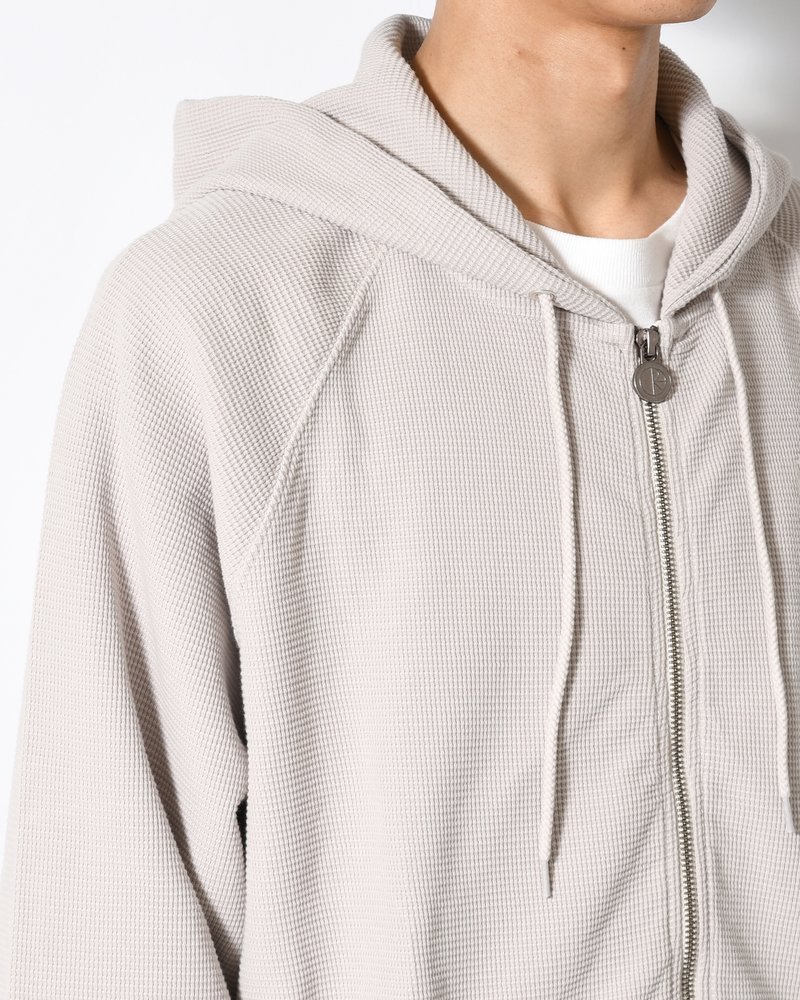 WAFFLE ZIP HOODIE -PALE TAUPE-