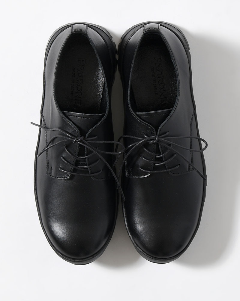 DERBY PLAIN TOE SHOES with 884C Vibram -BLACK-