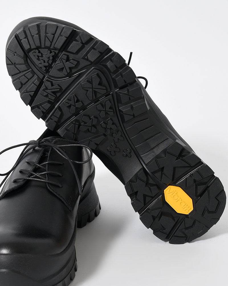DERBY PLAIN TOE SHOES with 884C Vibram -BLACK-