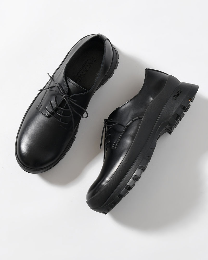 DERBY PLAIN TOE SHOES with 884C Vibram -BLACK-