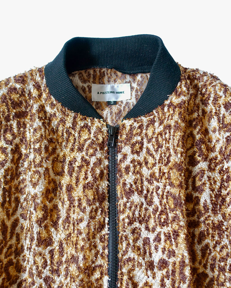 SHEER FUR RIB JACKET -leopard-