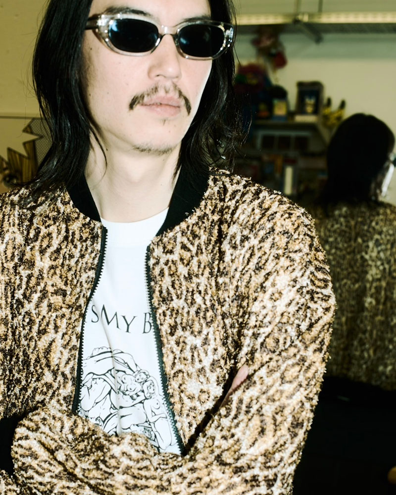 SHEER FUR RIB JACKET -leopard-