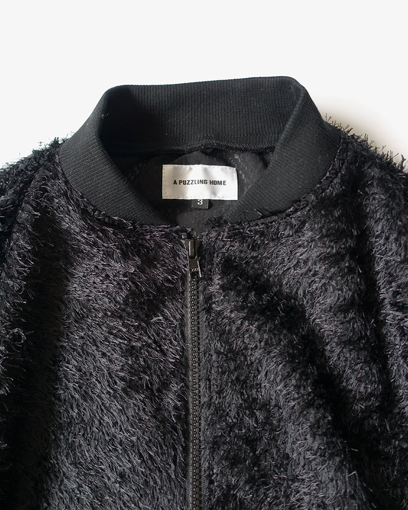 SHEER FUR RIB JACKET -black-