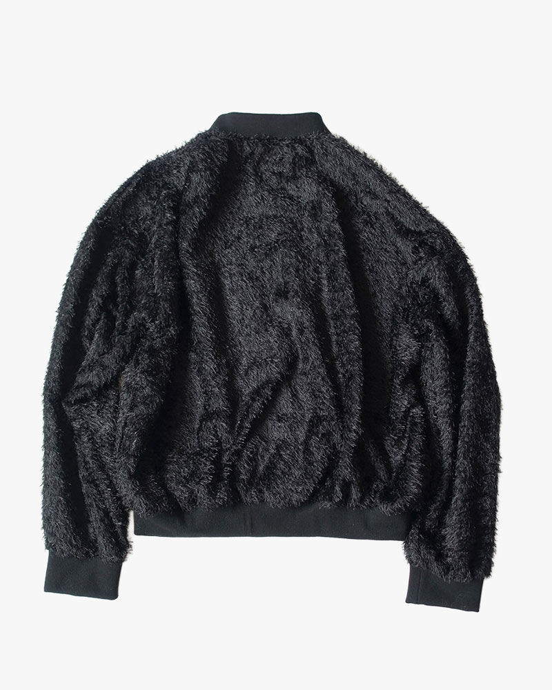 SHEER FUR RIB JACKET -black-