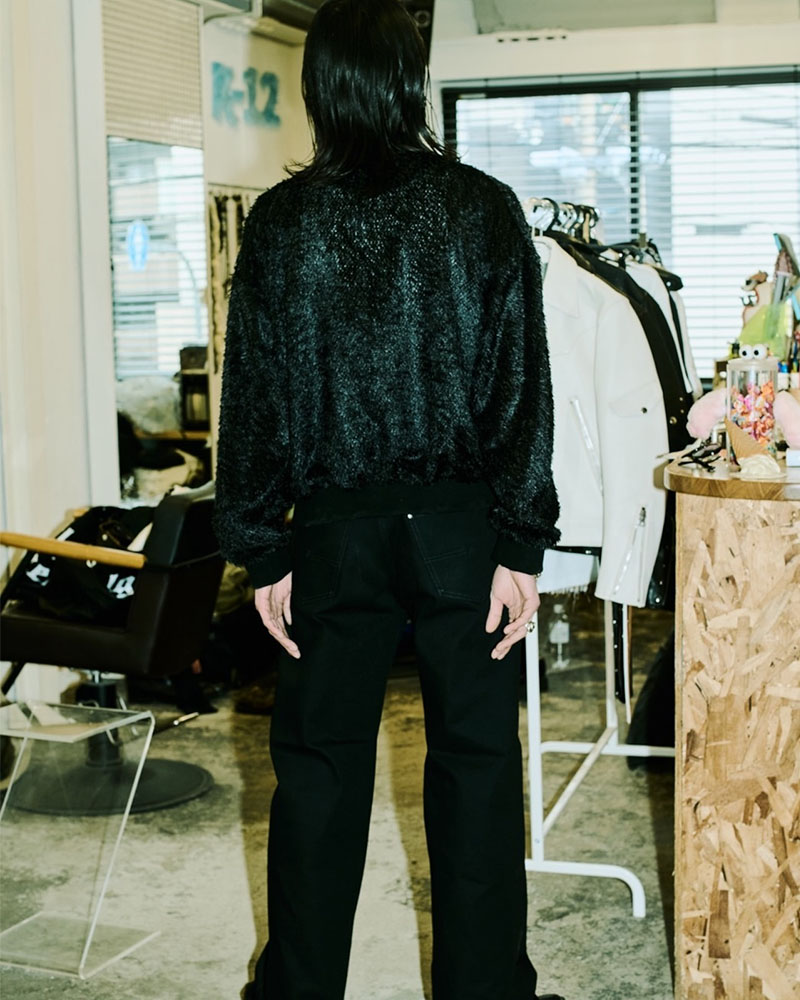 SHEER FUR RIB JACKET -black-