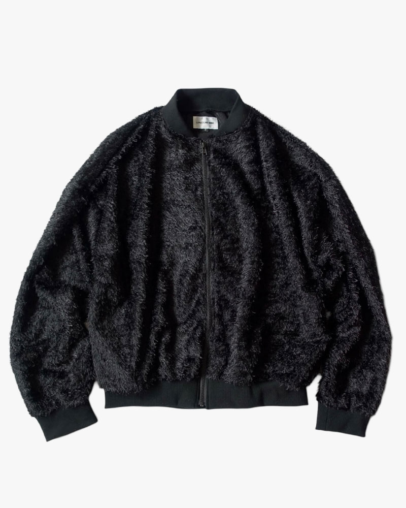 SHEER FUR RIB JACKET -black-