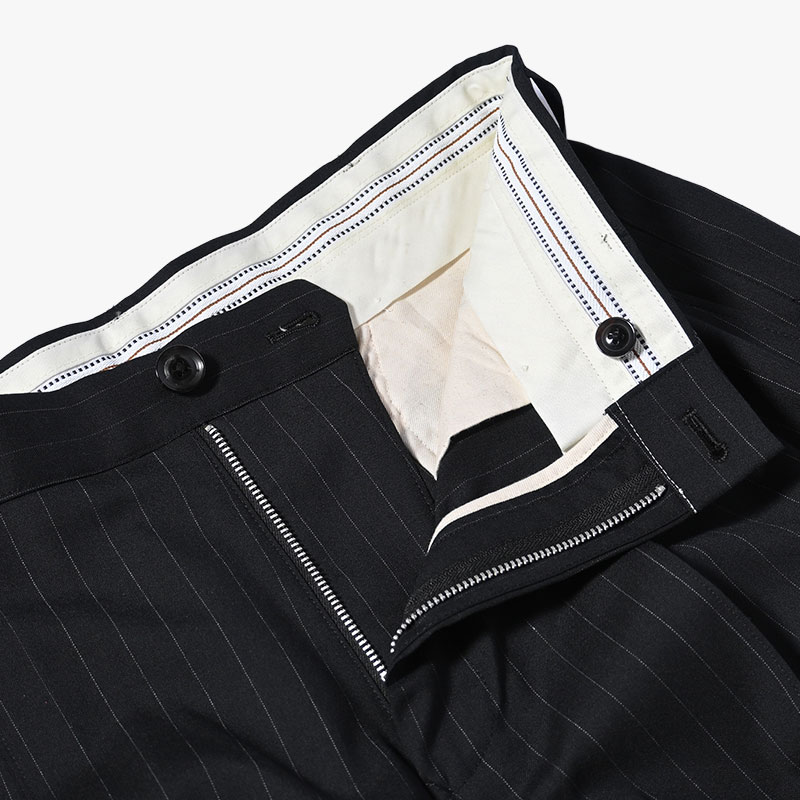 PLEATED STRIPE SUMMER WOOL PANTS -2.COLOR-