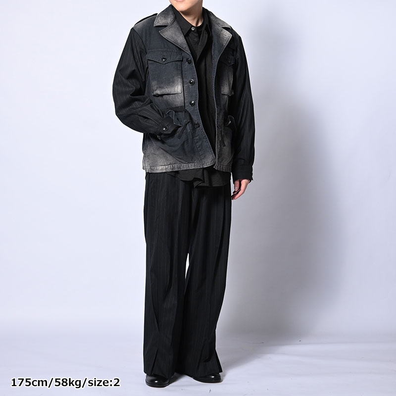 PLEATED STRIPE SUMMER WOOL PANTS -2.COLOR-