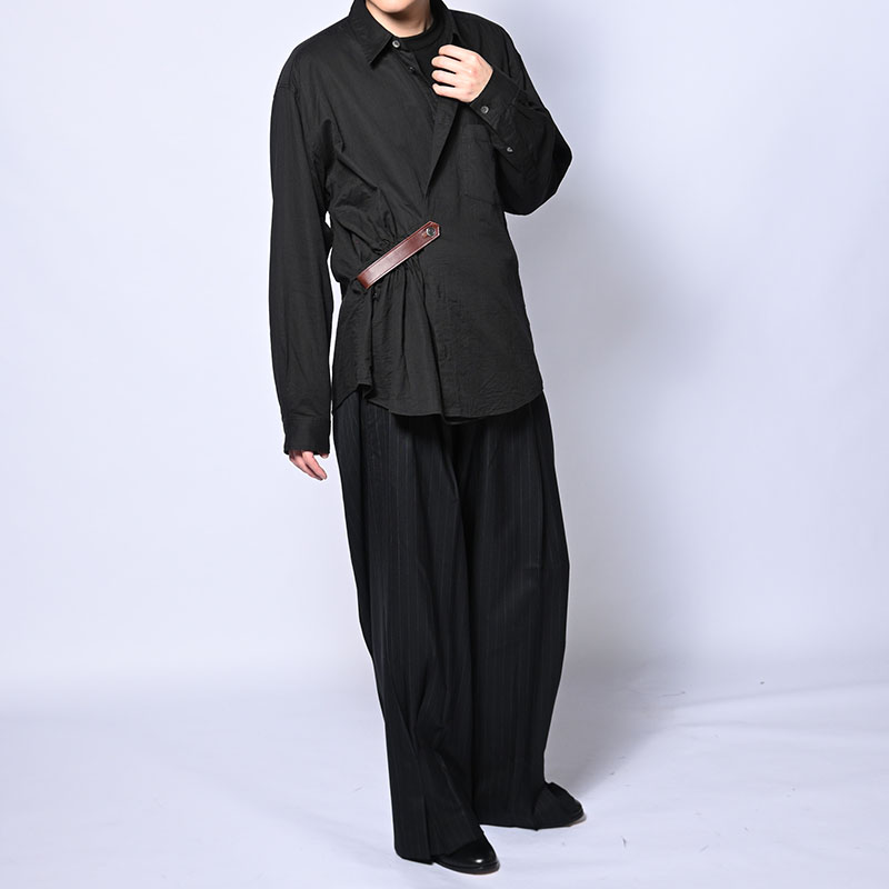 PLEATED STRIPE SUMMER WOOL PANTS -2.COLOR-