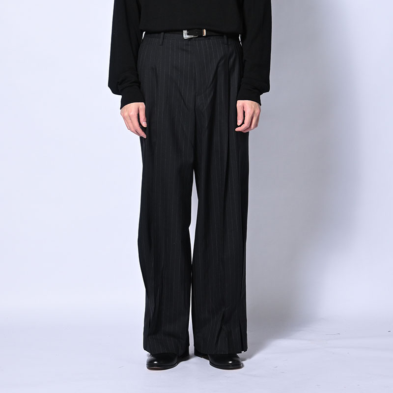 PLEATED STRIPE SUMMER WOOL PANTS -2.COLOR-