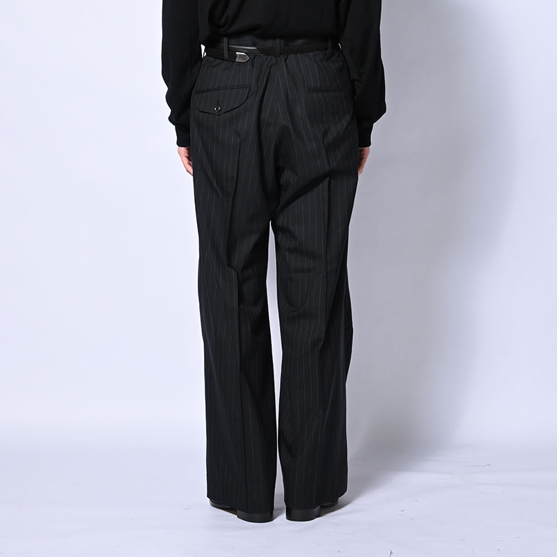 PLEATED STRIPE SUMMER WOOL PANTS -2.COLOR-