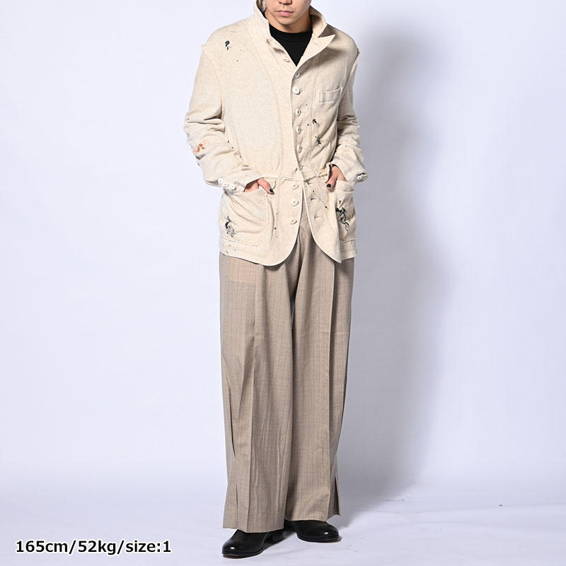 PLEATED STRIPE SUMMER WOOL PANTS -2.COLOR-