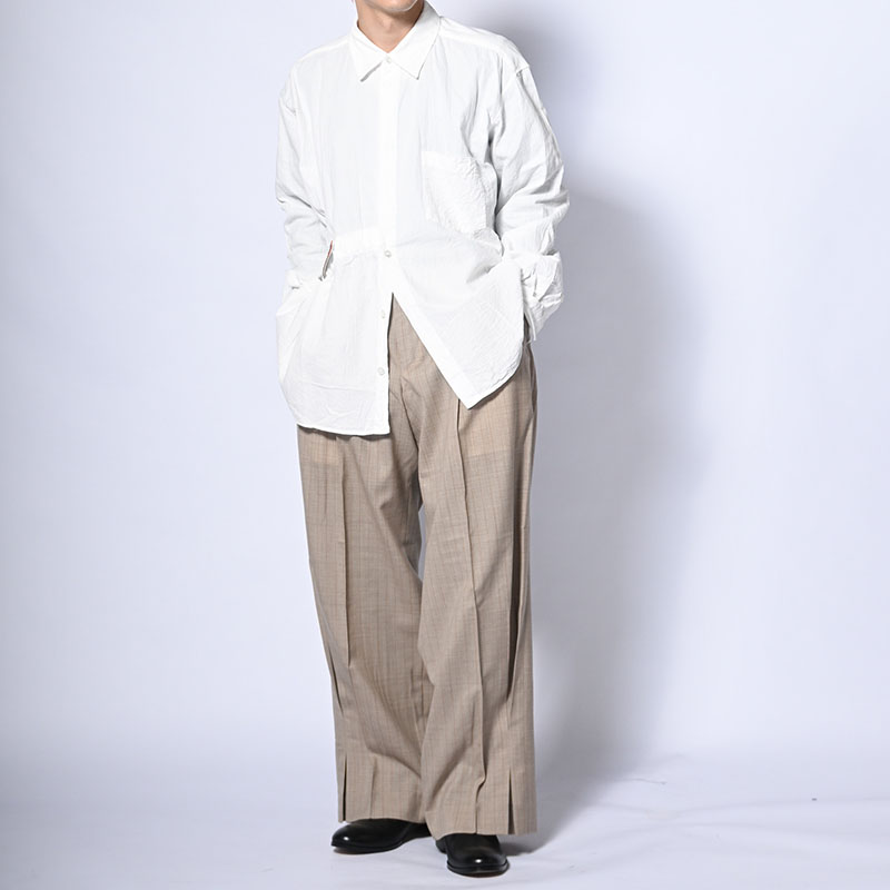 PLEATED STRIPE SUMMER WOOL PANTS -2.COLOR-