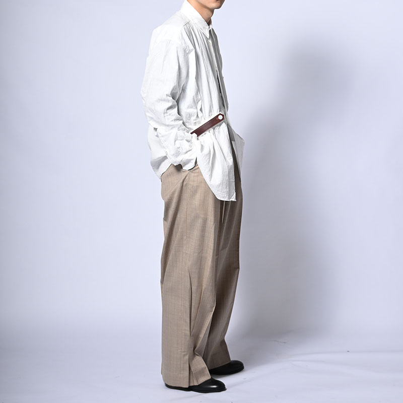 PLEATED STRIPE SUMMER WOOL PANTS -2.COLOR-