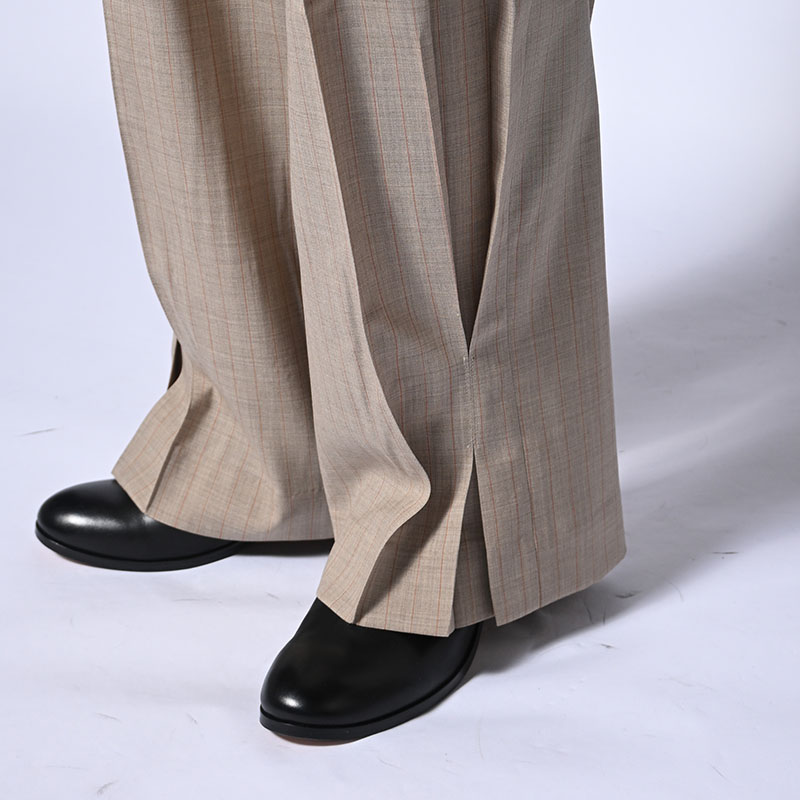 PLEATED STRIPE SUMMER WOOL PANTS -2.COLOR-