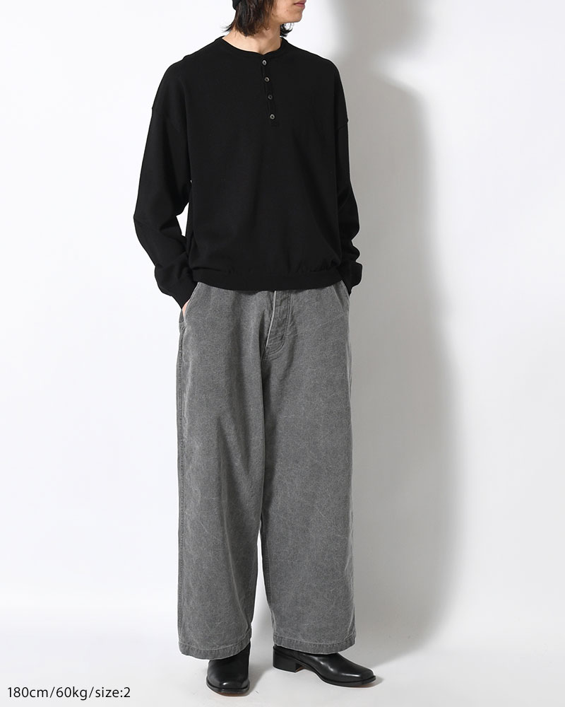 OLD MAN HENLEY NECK KNIT -BLACK-