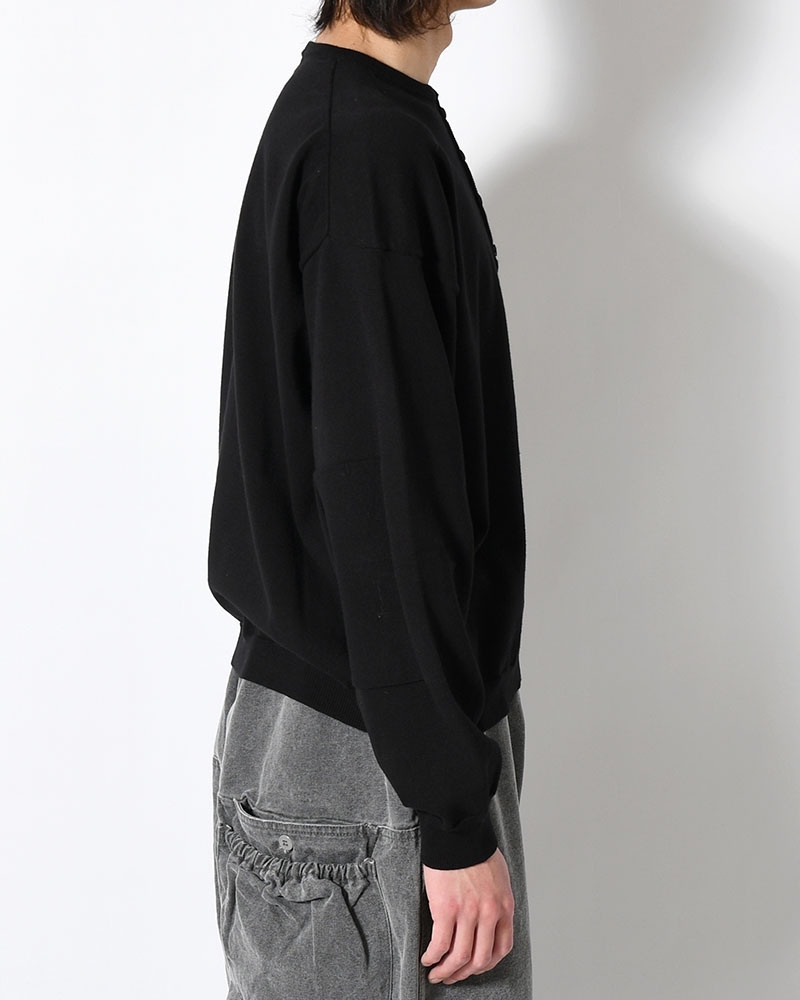 OLD MAN HENLEY NECK KNIT -BLACK-