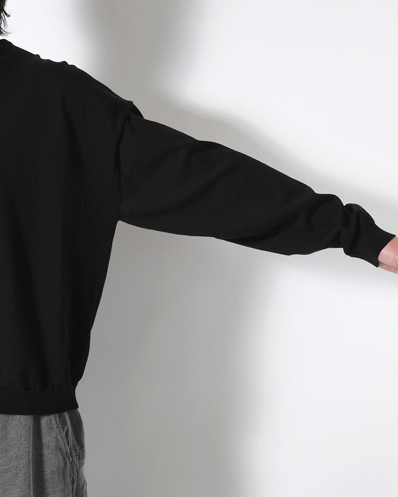 OLD MAN HENLEY NECK KNIT -BLACK-