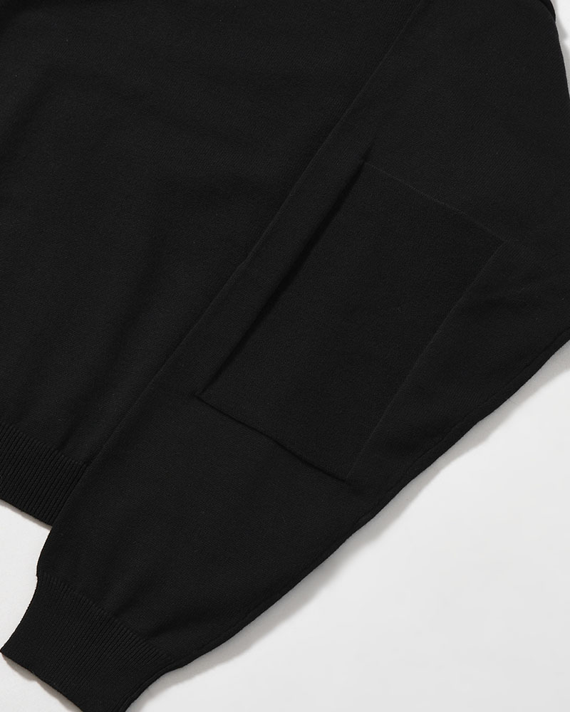 OLD MAN HENLEY NECK KNIT -BLACK-