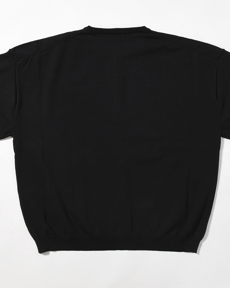 OLD MAN HENLEY NECK KNIT -BLACK-