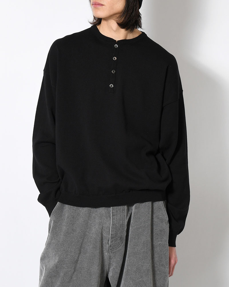 OLD MAN HENLEY NECK KNIT -BLACK-
