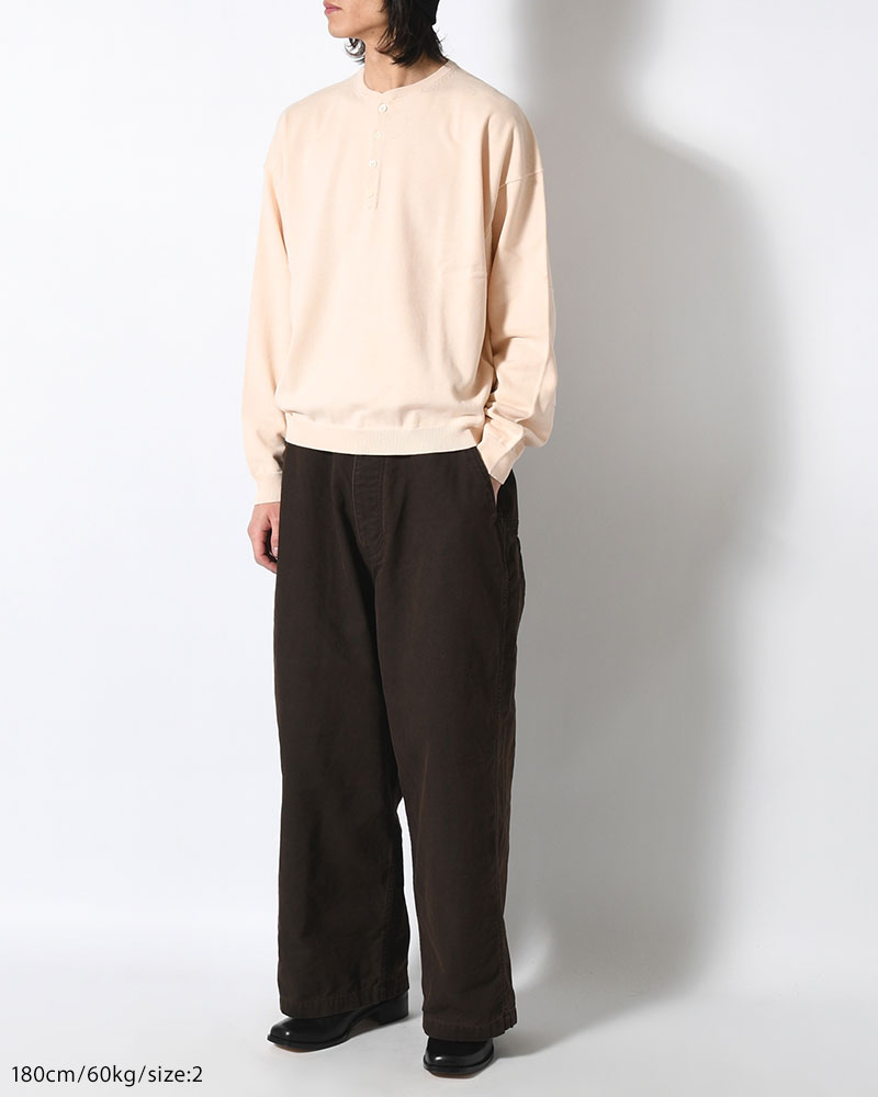 OLD MAN HENLEY NECK KNIT -BEIGE-