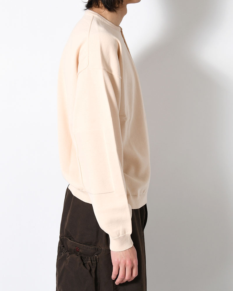 OLD MAN HENLEY NECK KNIT -BEIGE-