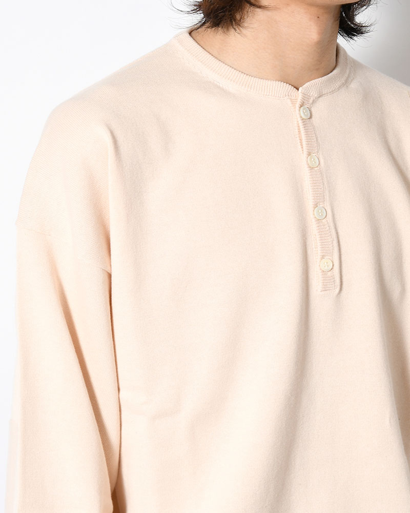 OLD MAN HENLEY NECK KNIT -BEIGE-