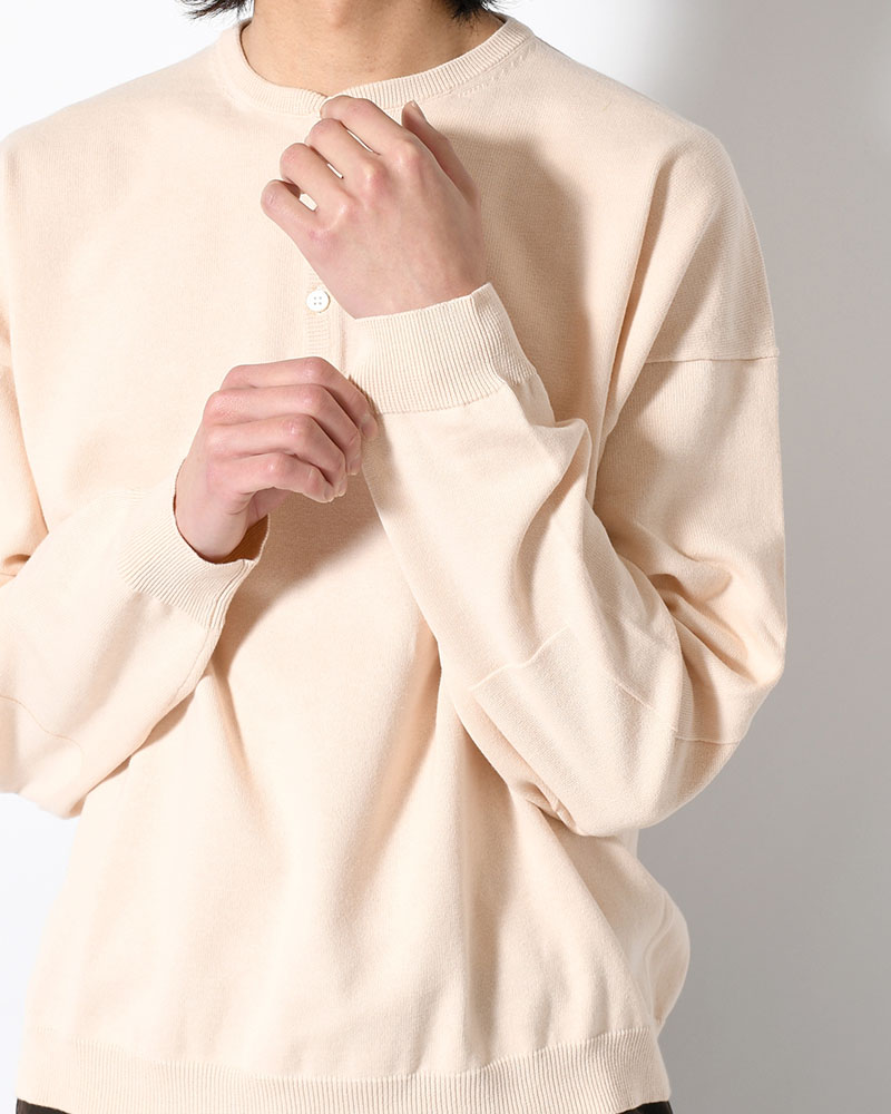 OLD MAN HENLEY NECK KNIT -BEIGE-