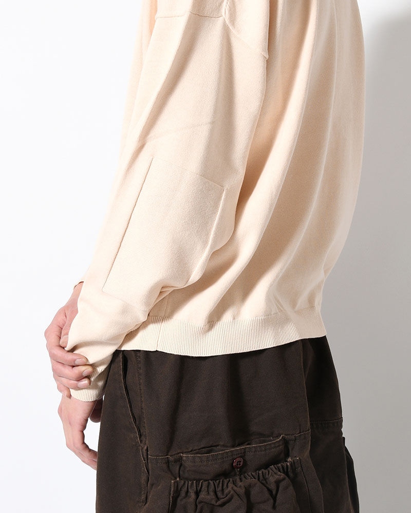 OLD MAN HENLEY NECK KNIT -BEIGE-