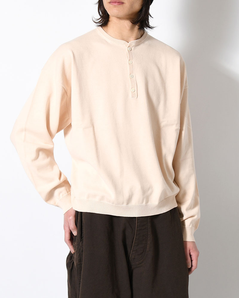 OLD MAN HENLEY NECK KNIT -BEIGE-