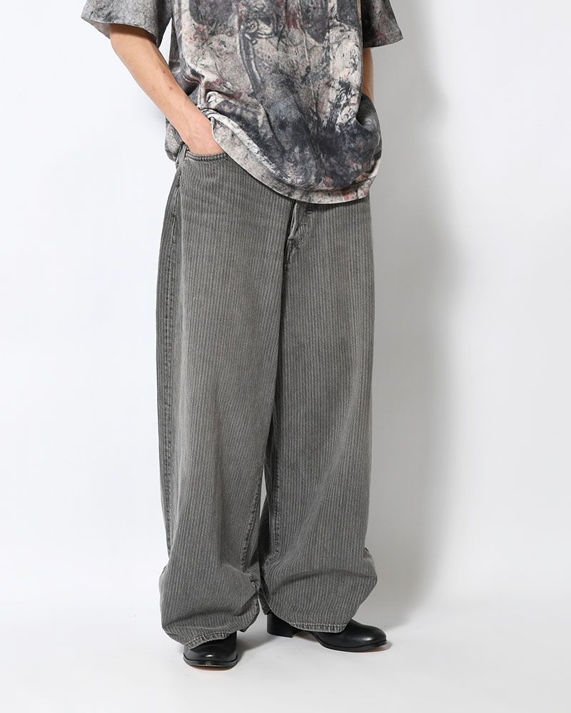 FRESH MAN DENIM WIDE PANTS by EDWIN "STRIPE" -BLACK STRIPE-
