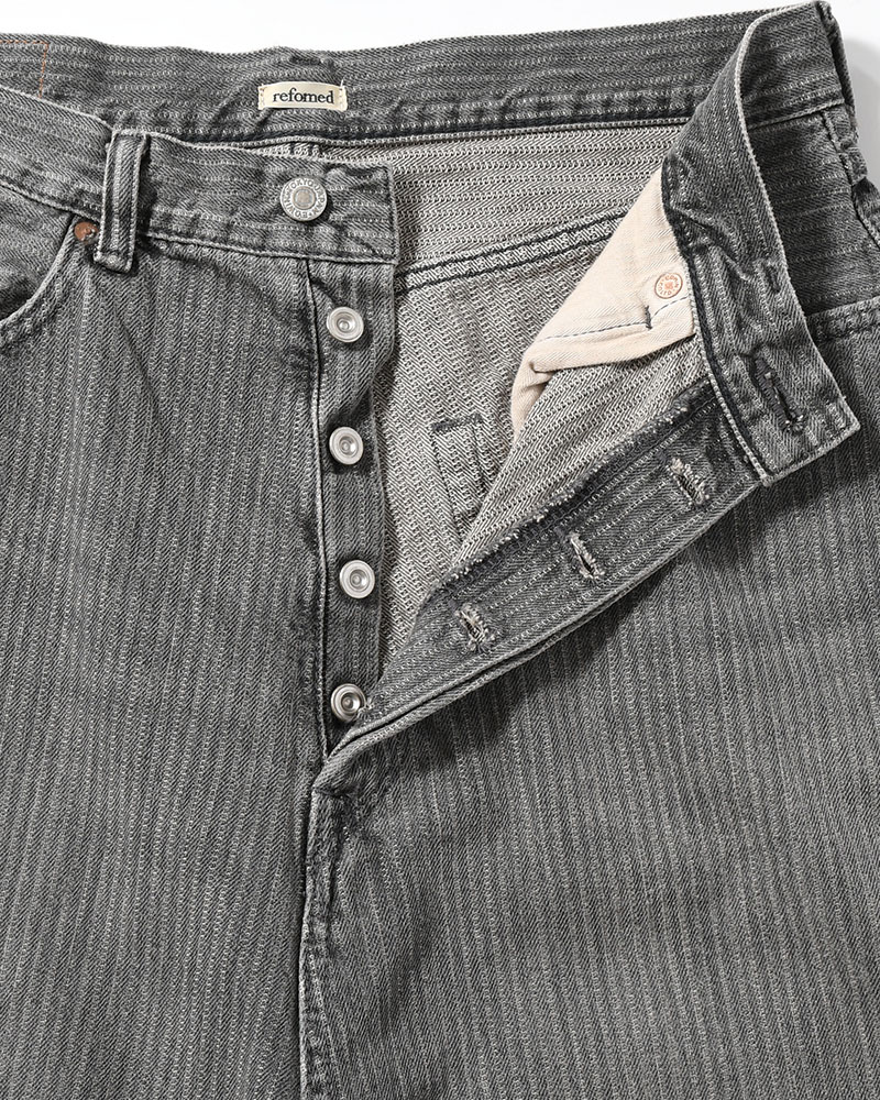 FRESH MAN DENIM WIDE PANTS by EDWIN "STRIPE" -BLACK STRIPE-