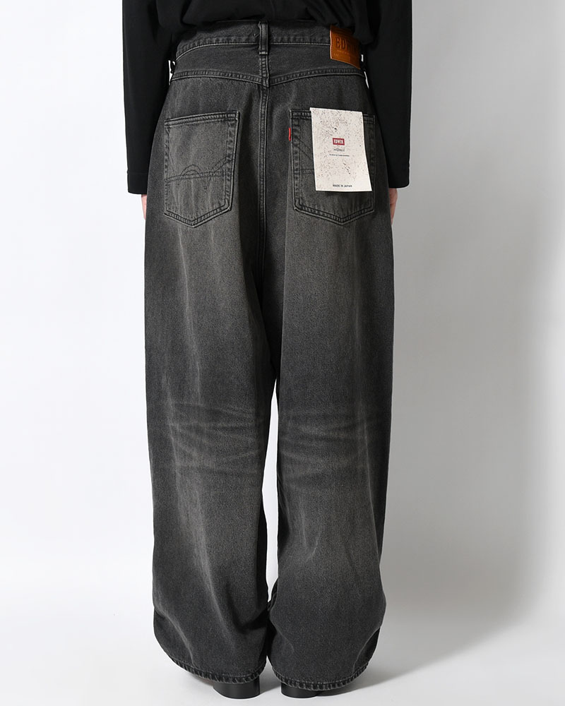 FRESH MAN DENIM WIDE PANTS by EDWIN "USED" -BLACK-