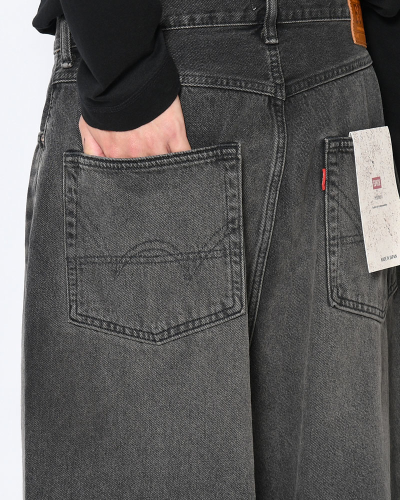 FRESH MAN DENIM WIDE PANTS by EDWIN "USED" -BLACK-